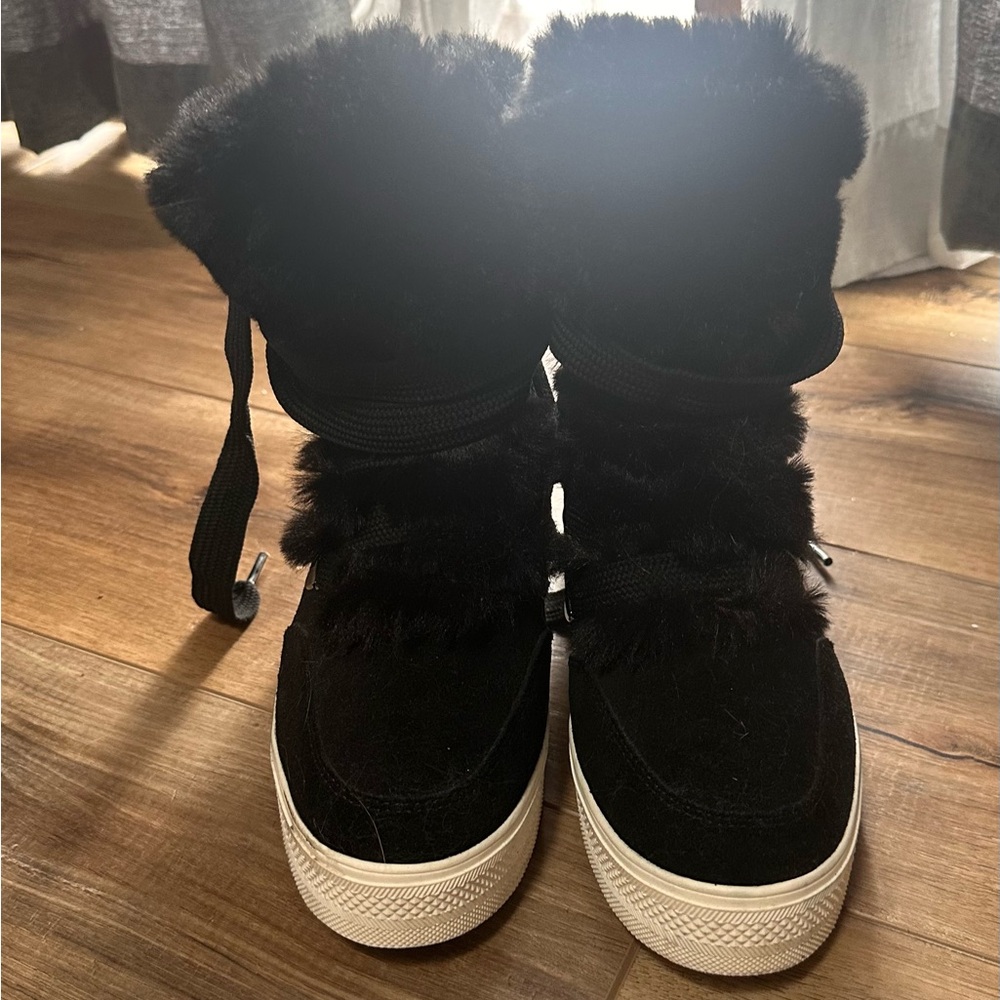 Steve Madden Women's Wharton Faux-Fur Wedge Bootie 9.5
